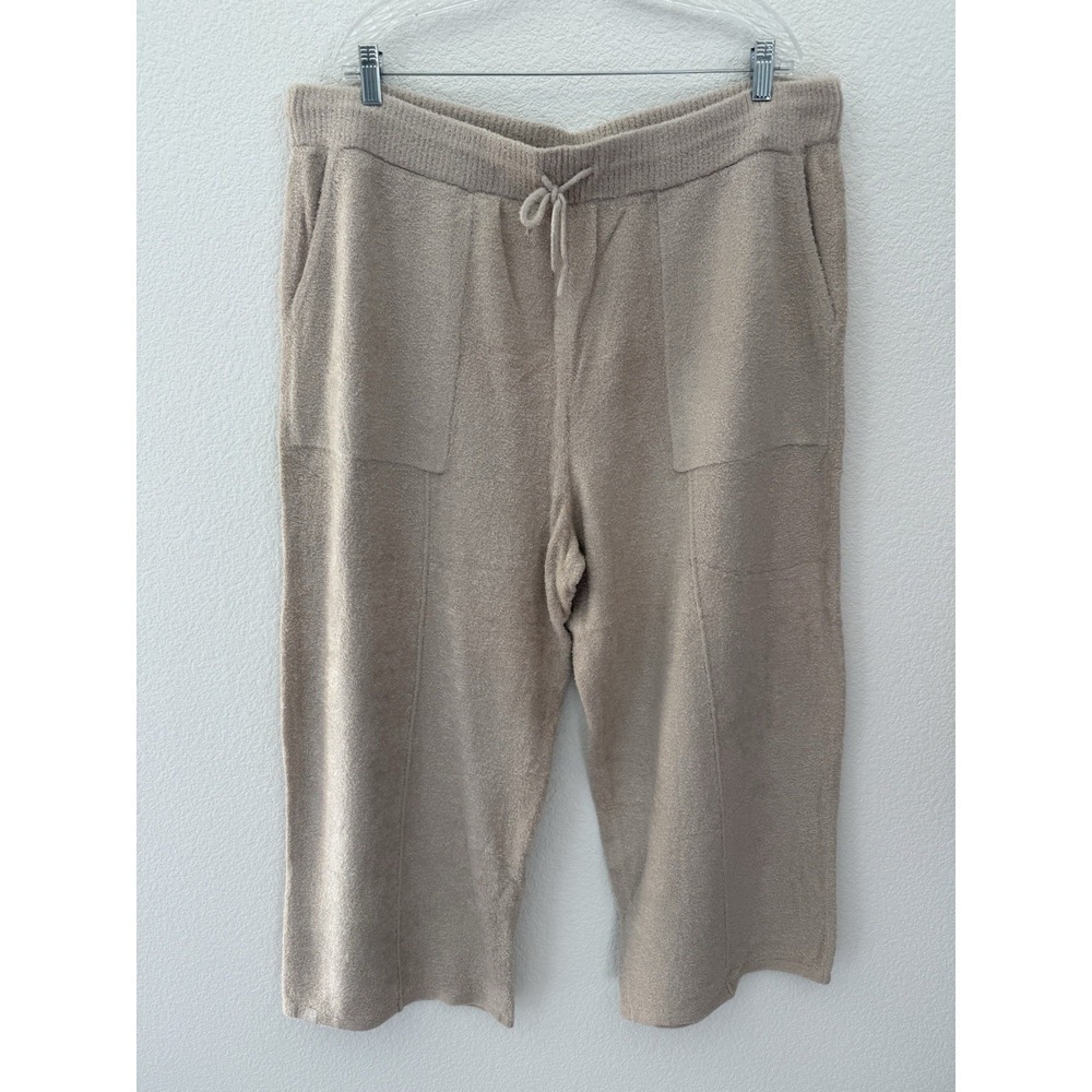 Barefoot Dreams NEW CozyChic Lite Cropped Seam Pants 2X Stone Wide Leg